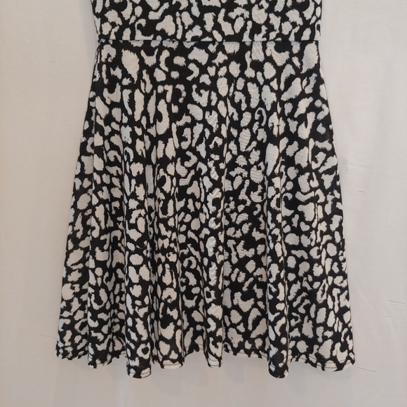 Aqua Black White Leopard Print Spotted Mini Dress - Picture 3 of 7